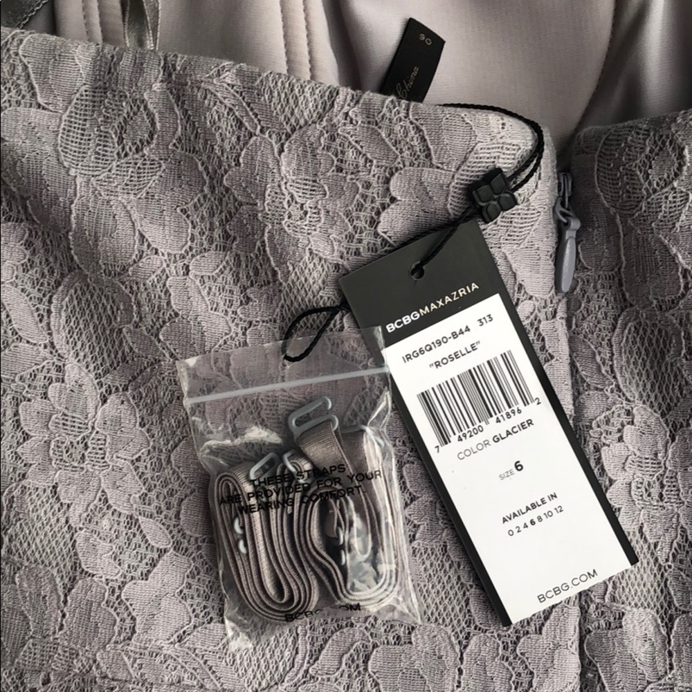BCBGMaxAzria Roselle Strapless Dress, Glacier Lace - Picture 5 of 7